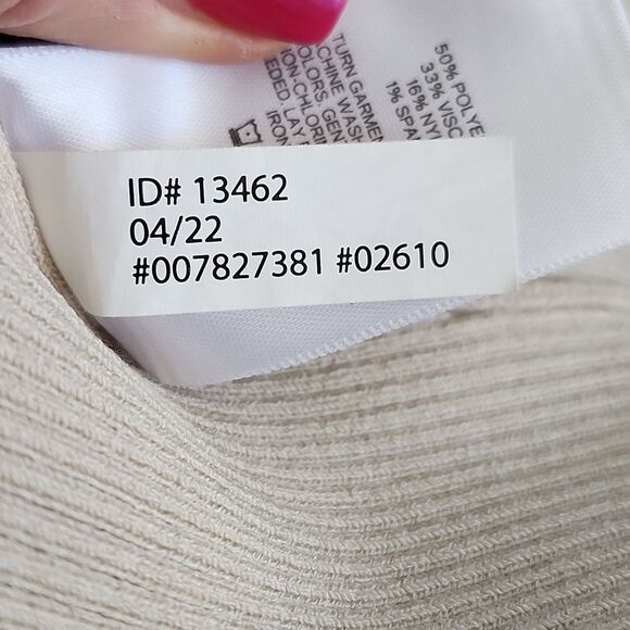 Express ribbed, bodycon, cap sleeve, maxi dress, cream/neutral, size S - Picture 9 of 9